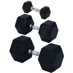 Rubber Encased Solid Hex Dumbbell 15lb