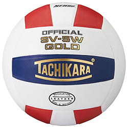 Tachikara SV-5W Gold Leather Volleyball - Red/White/Blue